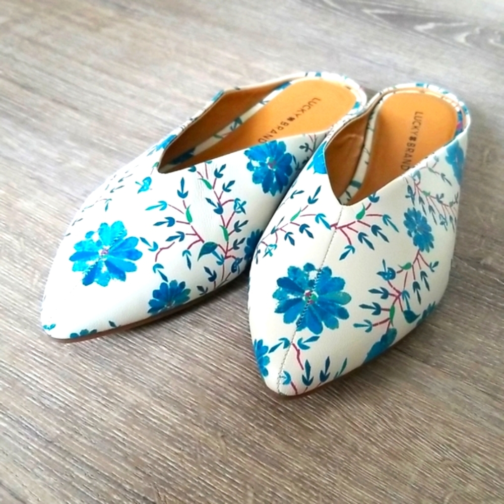 Lucky Brand Women's Barbora Printed Pointed Toe Flat, Sz 9